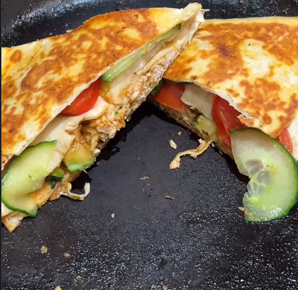 Step 2.1: Heat an oiled pan over medium heat and cook the wrap on both sides until crispy