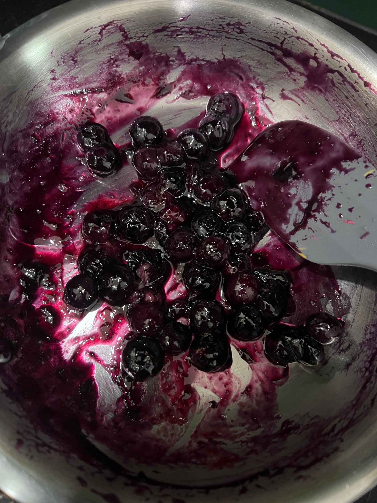 Step 1.2: In another pan, cook blueberries with 1 tbsp sugar and 2 tbsp water until soft and slightly jammy