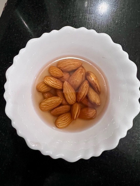 Step 1.1: Soak the almonds for some time, we will use most in the soup while cooking and rest as garnish