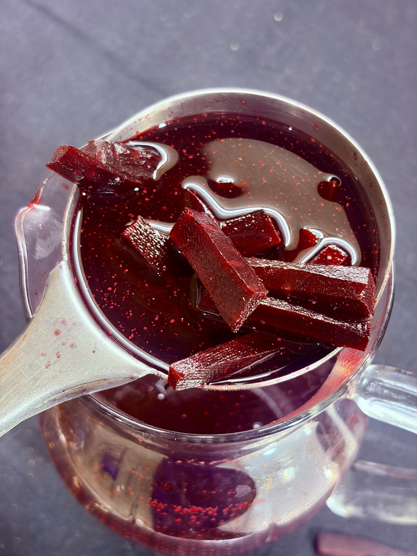 Step 4.1: Once the liquid turns a deep purple-black and tastes pleasantly tart/pungent, your Kanji is ready