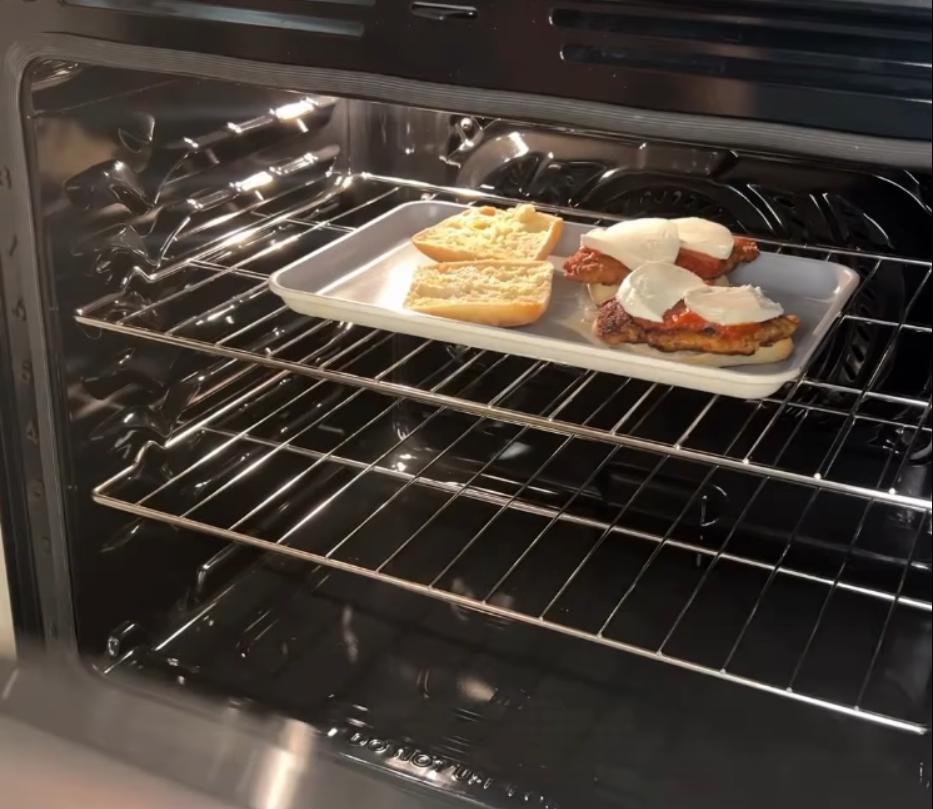 Step 2.1: Heat in the oven until the bread is toasted and mozzarella is melted