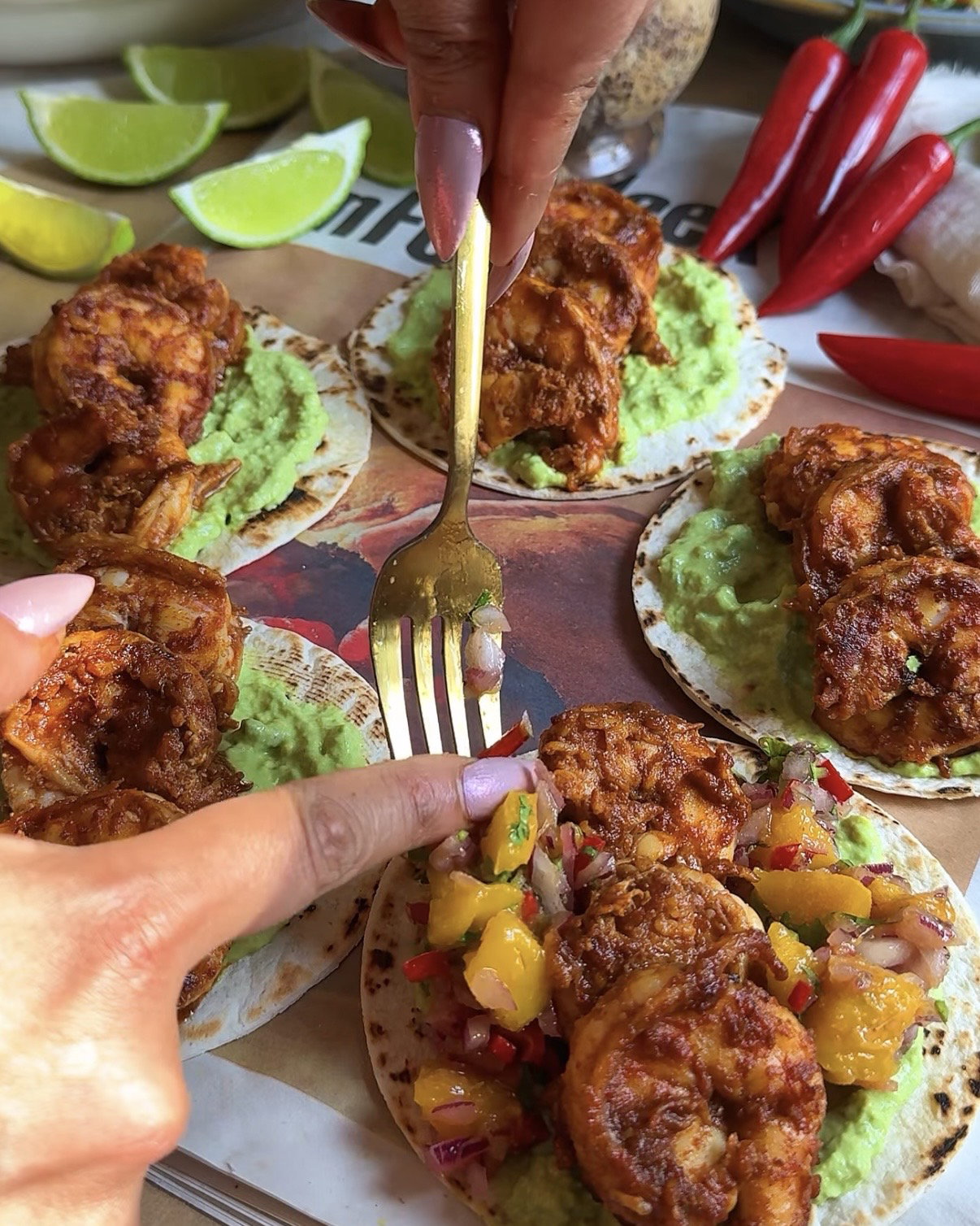 Step 5.1: Add a generous spoonful of mango salsa