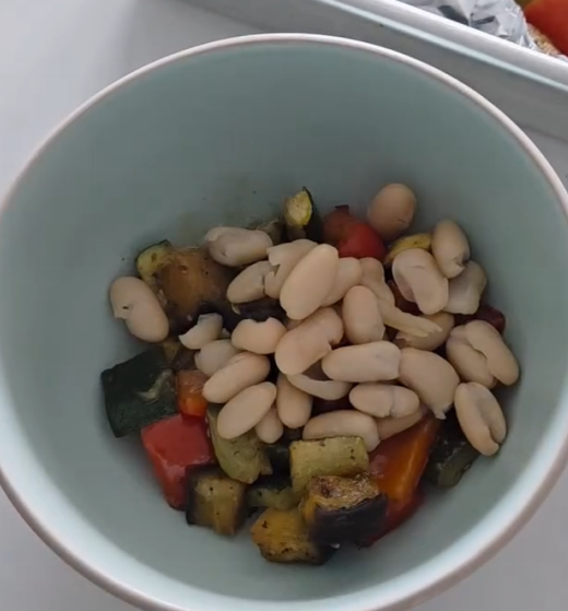 Step 2.1: Add the washed and drained Cannelloni beans to the roasted vegetables