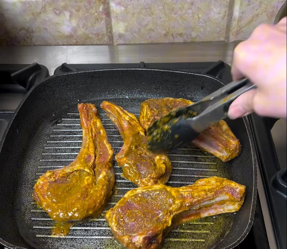 Step 1.1: BBQ or grill the lamb chops for roughly 10 minutes on each side until cooked through and slightly charred