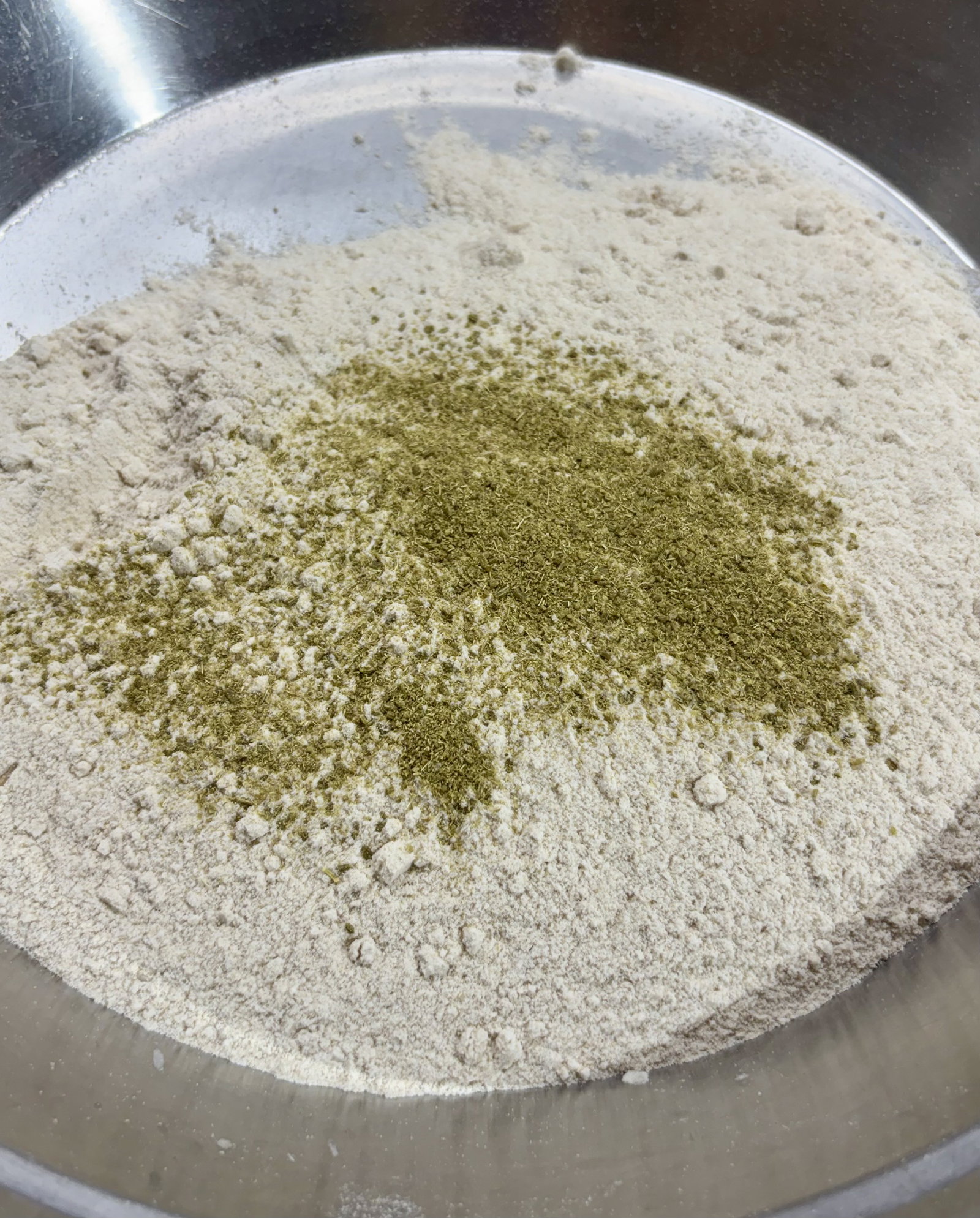 Step 2.1: Combine whole wheat flour and fennel powder in a large mixing bowl