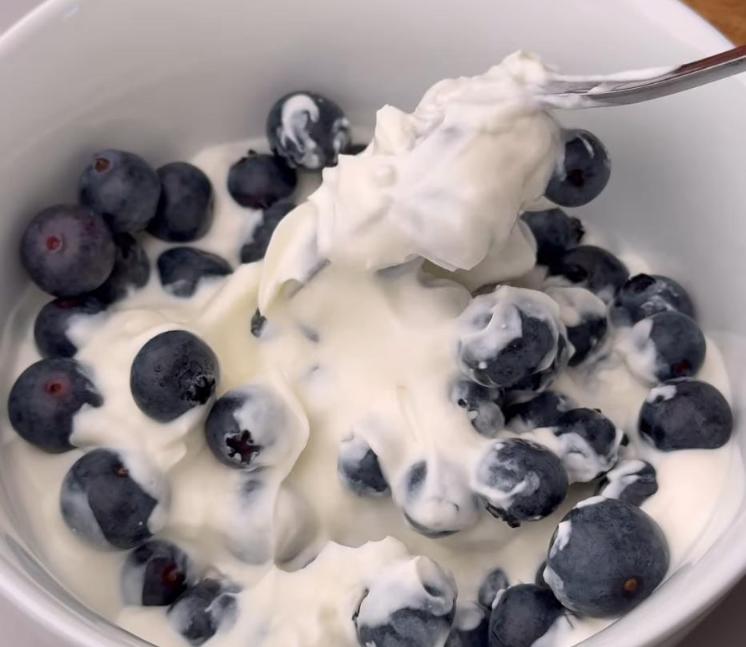 Step 1.1: Mix Greek yogurt with blueberries until well combined