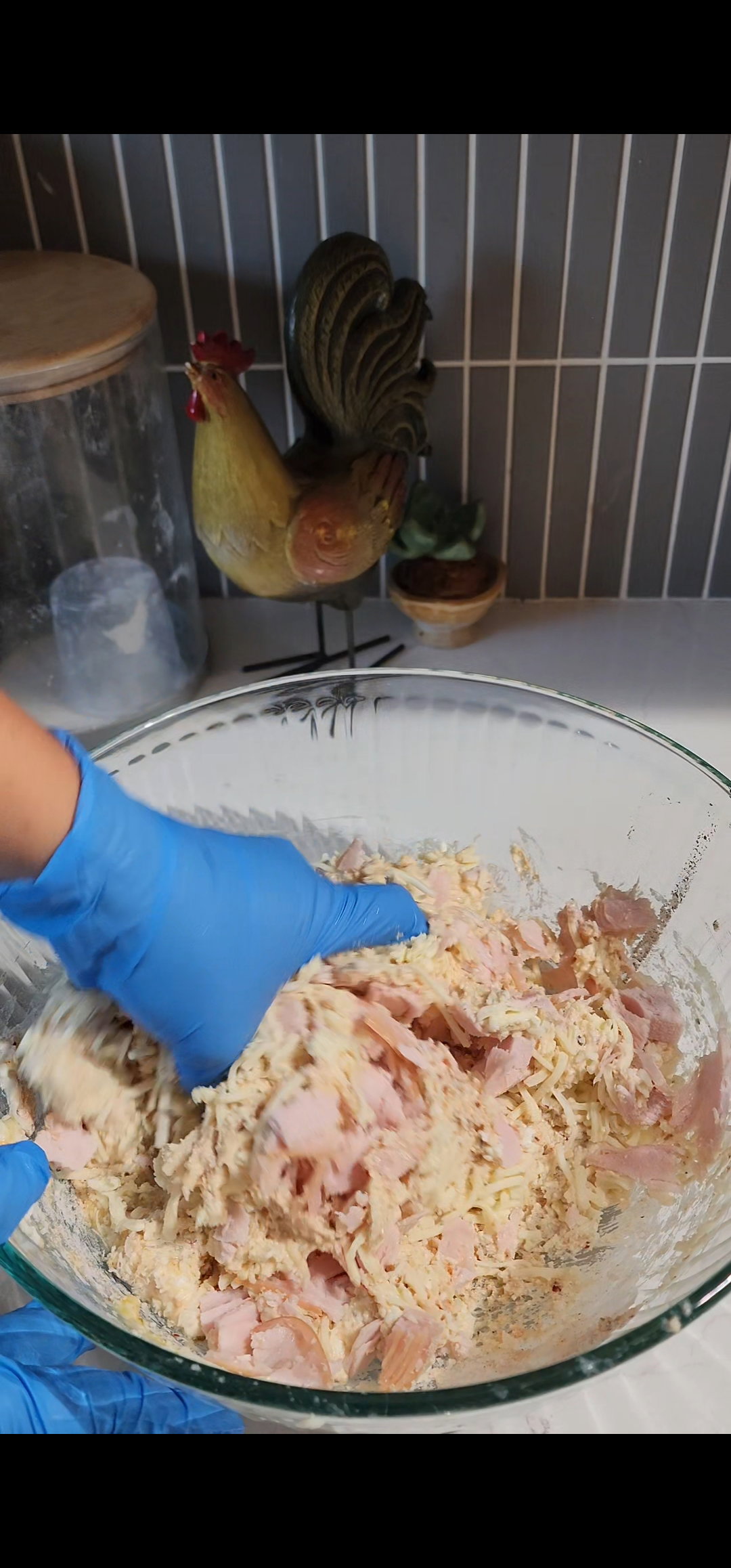 Step 1.1: Fold in the shredded cold butter, then gently fold in the turkey, mozzarella, and Parmesan