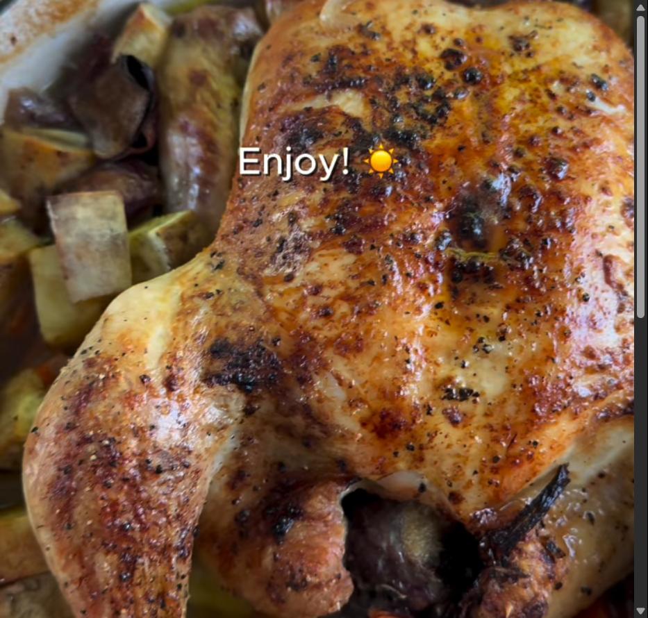 Step 1.1: Remove from oven and let the chicken sit for 20 minutes before carving