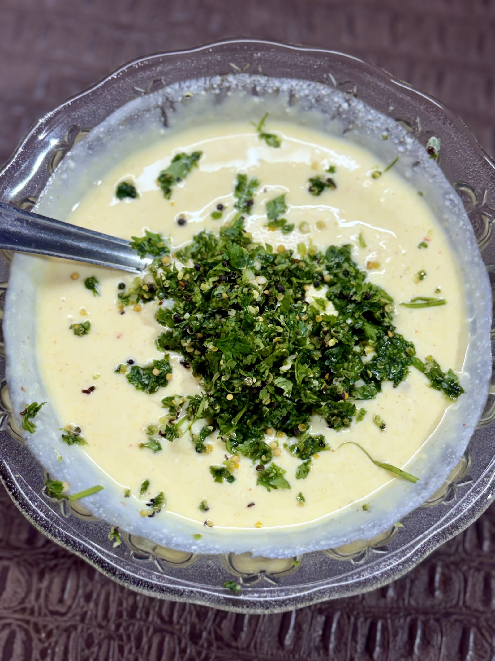 Step 1.1: Add this green paste to the prepared curd mixture and mix well