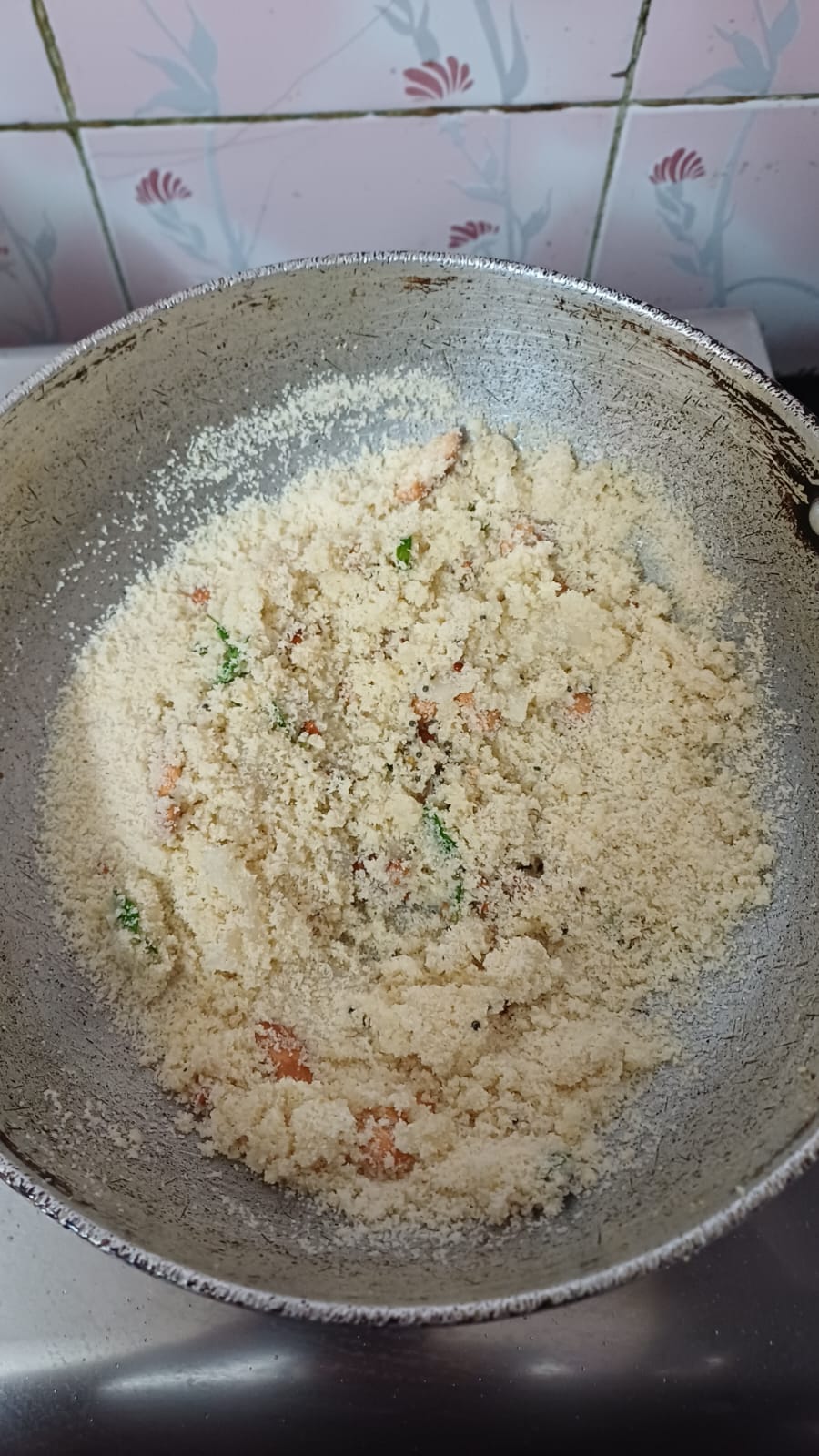 Step 1.1: Add the roasted semolina, salt, and sugar
