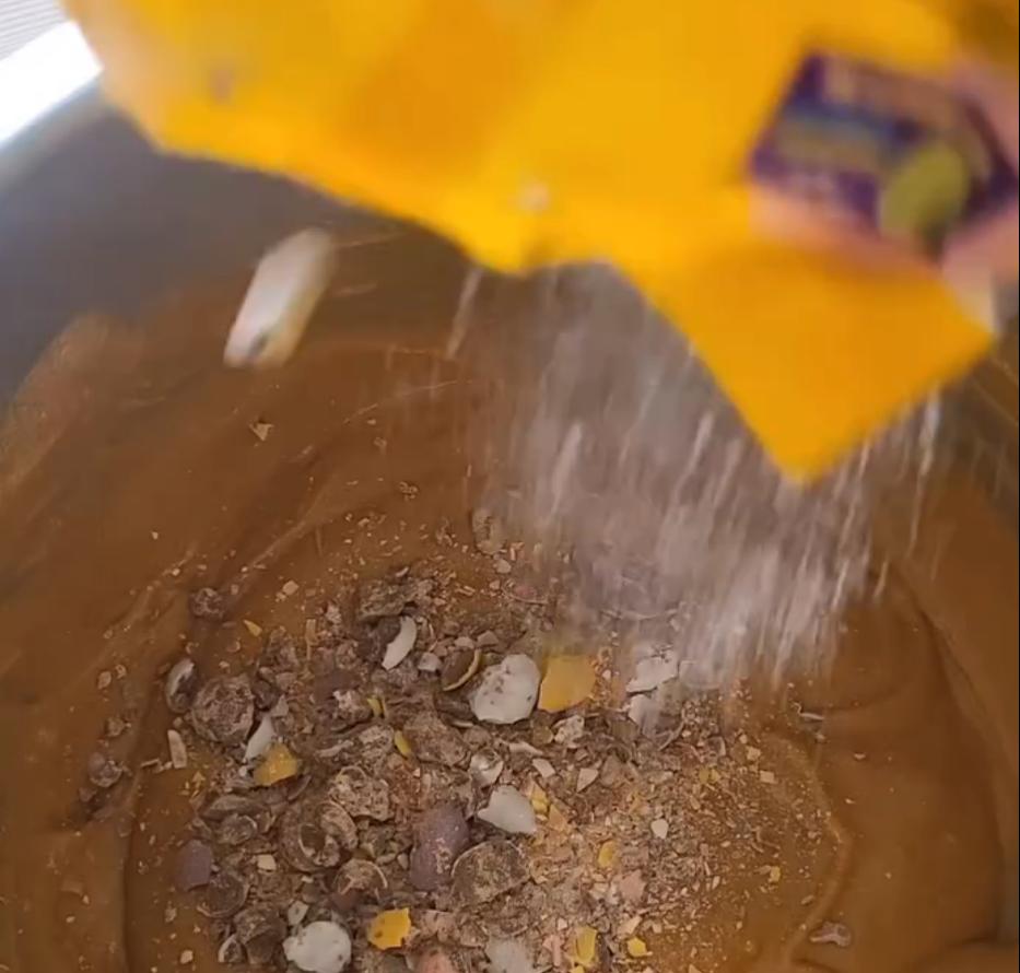 Step 1.1: Mix well until smooth, then add mini eggs