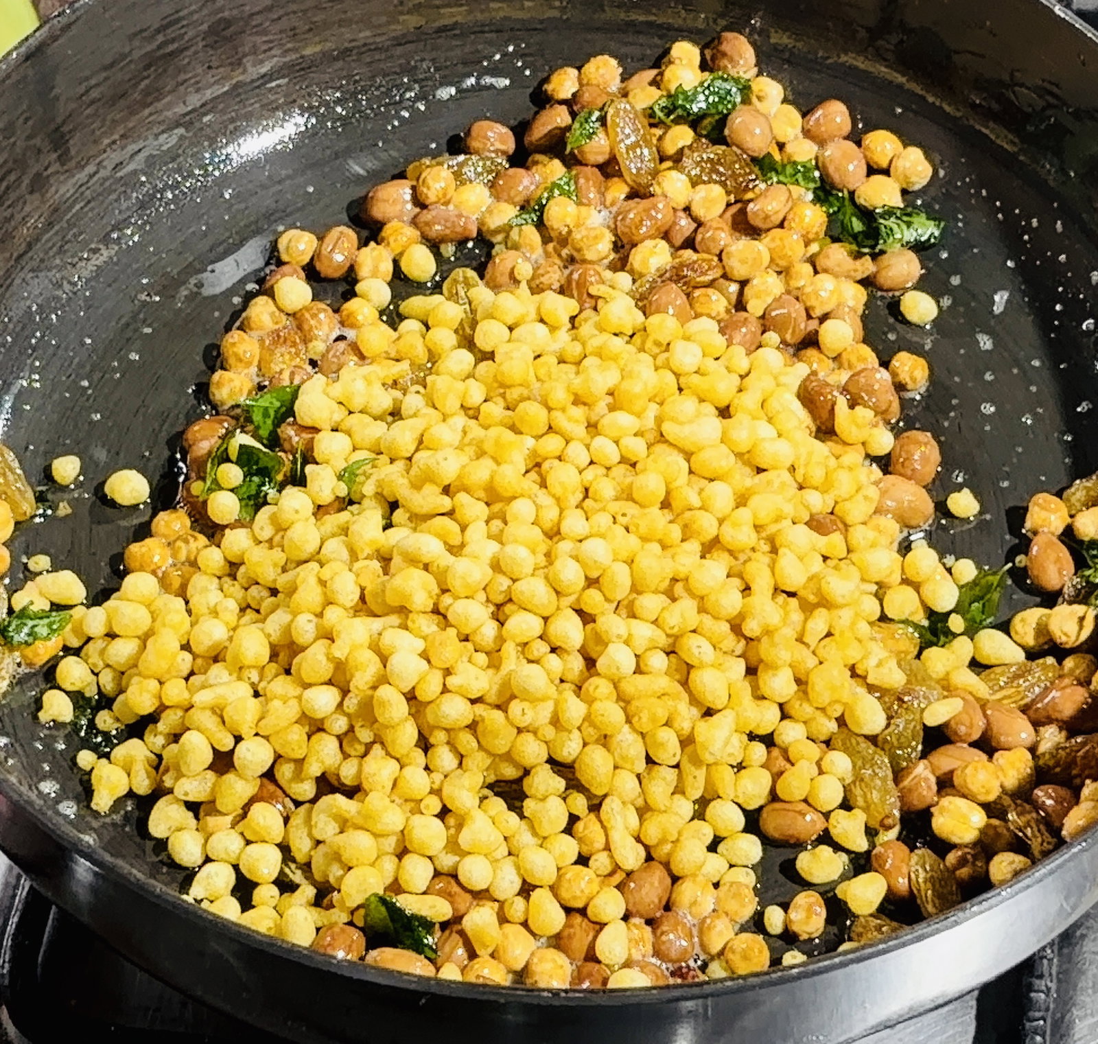Step 2.1: Add the boondi and toss everything evenly
