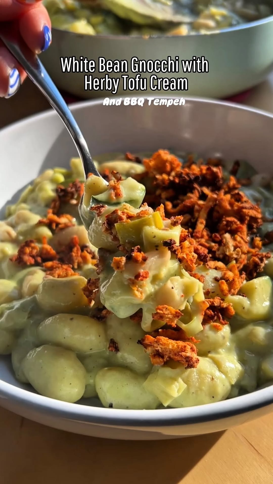 High-Protein Vegan Gnocchi with Tofu Cream and BBQ Tempeh recipe