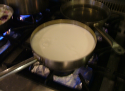 Step 1.1: Bring the cream and milk to a boil in a large pot