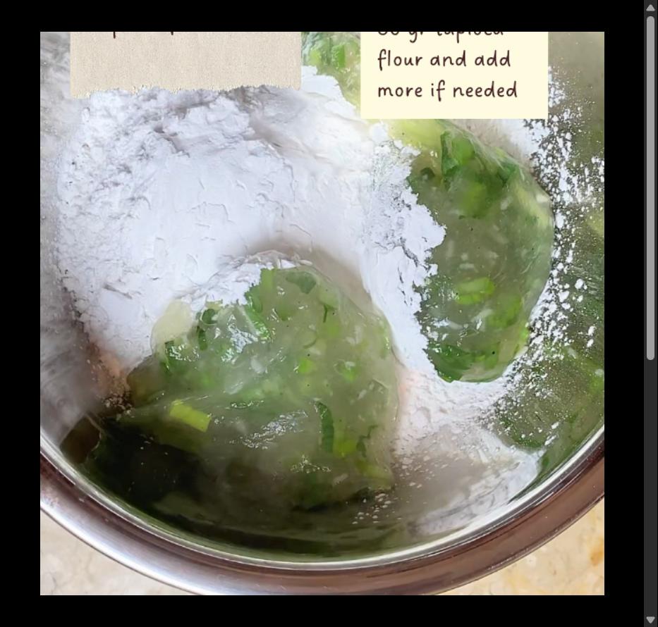Step 1.1: Transfer the dough into a bowl and add 80 g of tapioca flour