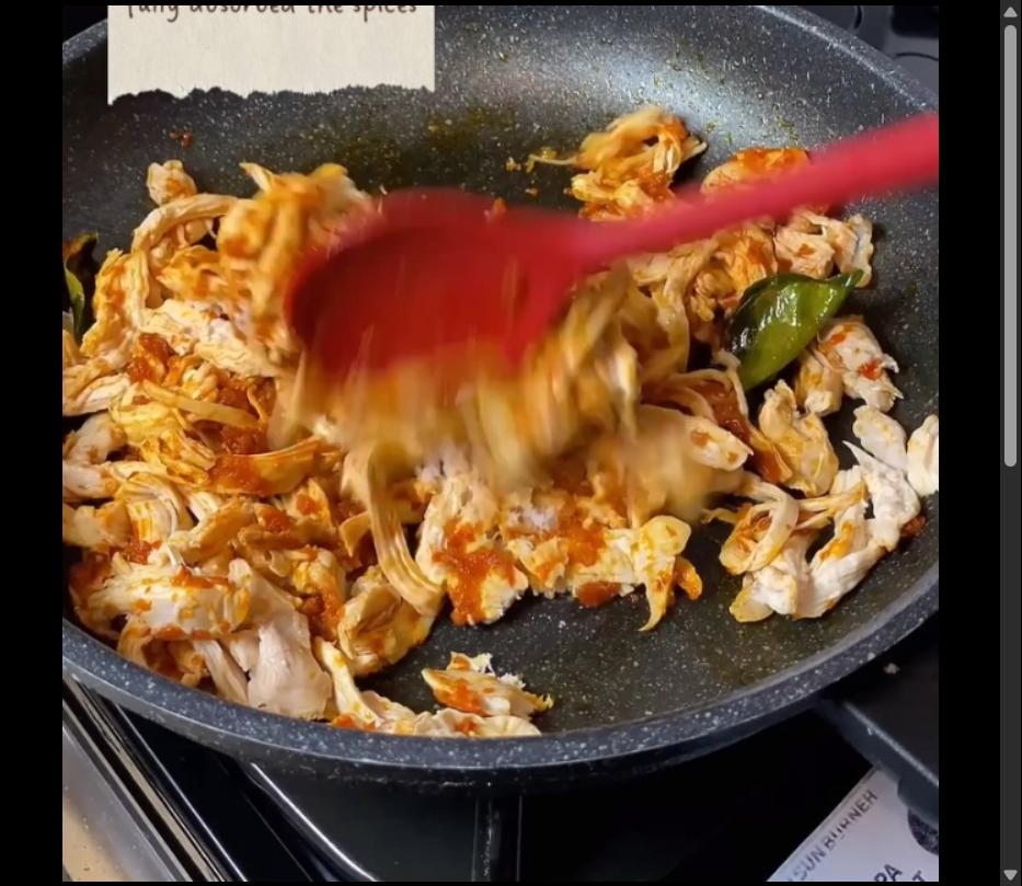 Step 4.1: Cook until the chicken is slightly dry and has fully absorbed the spices