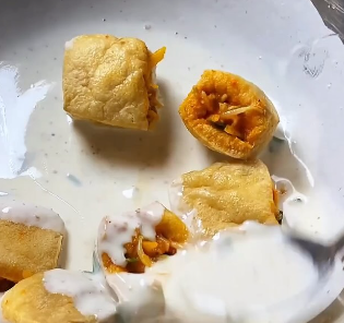 Step 4.1: Coat the stuffed tofu with the batter