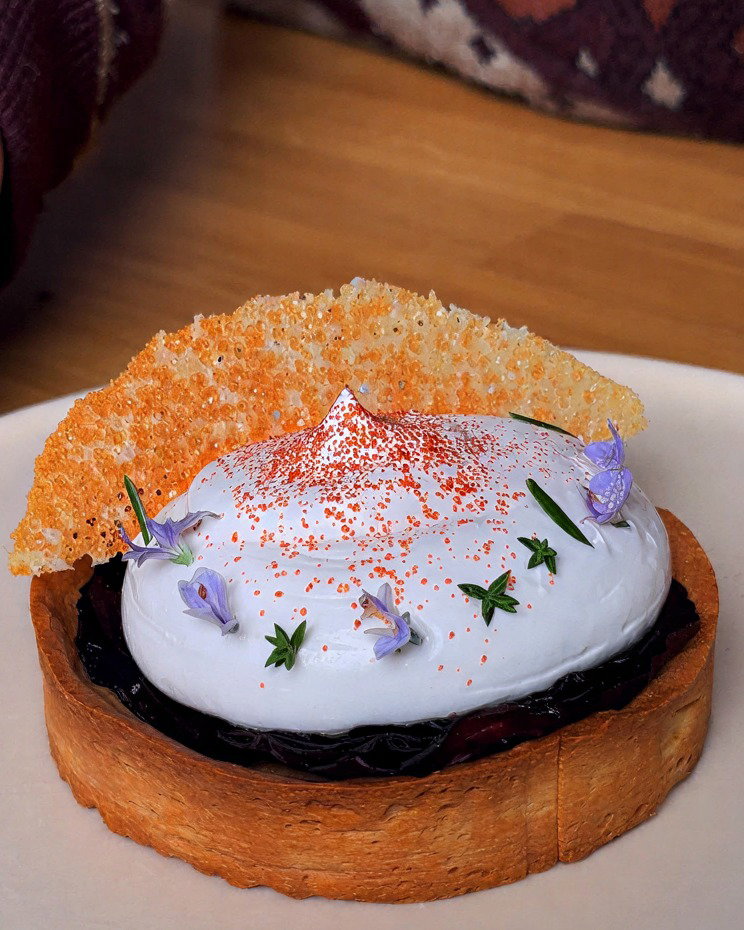Camembert and Red Cabbage Tart with Almond Crust recipe