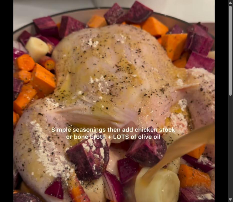 Step 1.1: Generously season the chicken and vegetables with sea salt, black pepper, garlic powder, and olive oil