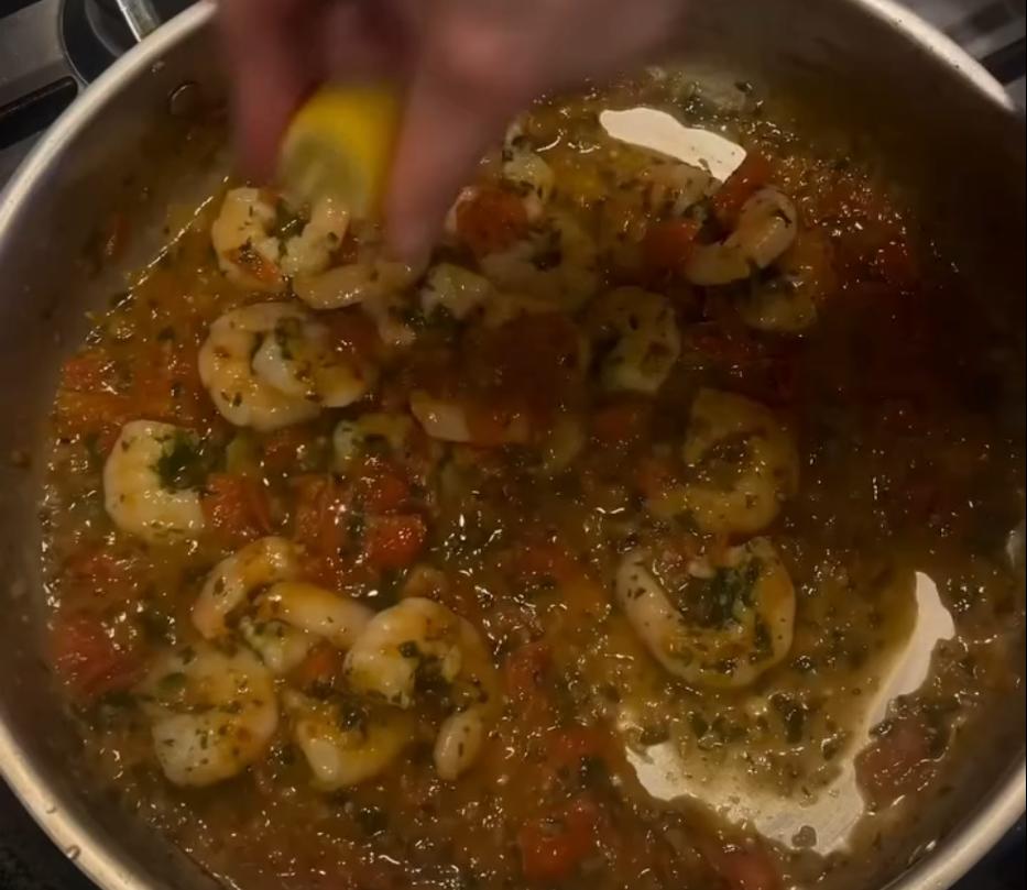 Step 1.1: Add the prawns and cook until they are pink and cooked through