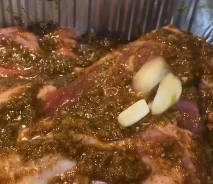 Step 1.1: Rub the marinade all over the lamb and leave it to marinate overnight