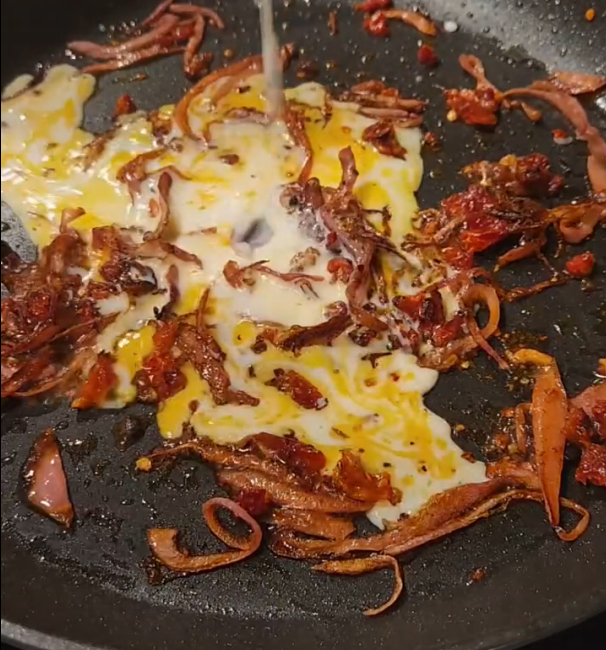 Step 1.1: Add milk or cream and stir until combined