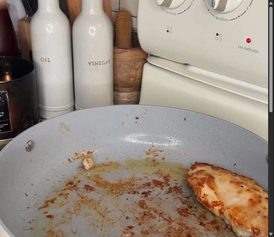 Step 2.1: Cook chicken on both sides until golden browned