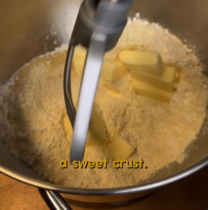 Step 1.1: Combine AP flour, almond flour, salt, powdered sugar, and cold butter