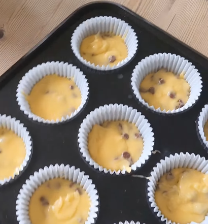 Step 1.1: Add mixture to cupcake cases