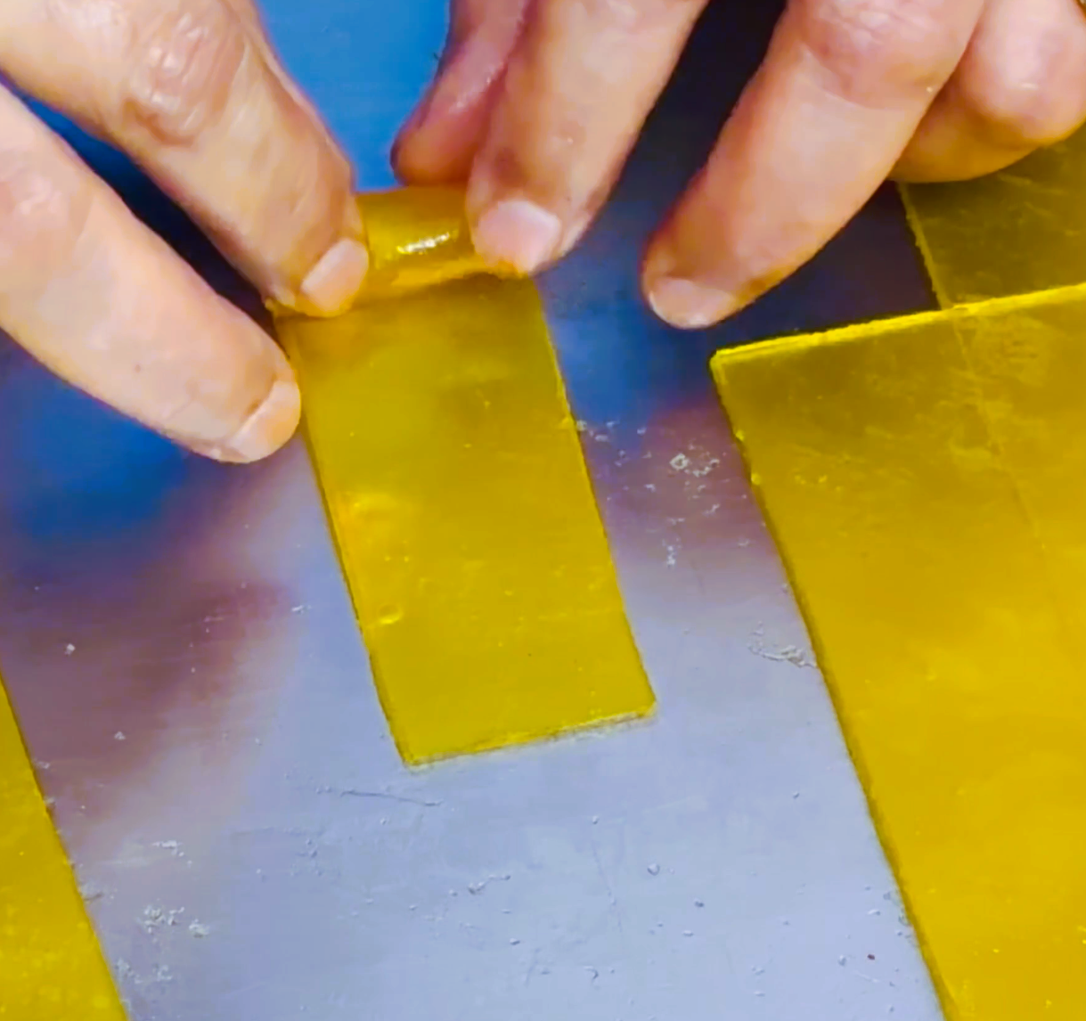 Step 5.3: Transfer the mango sheet onto a clean board or to the back of the thali