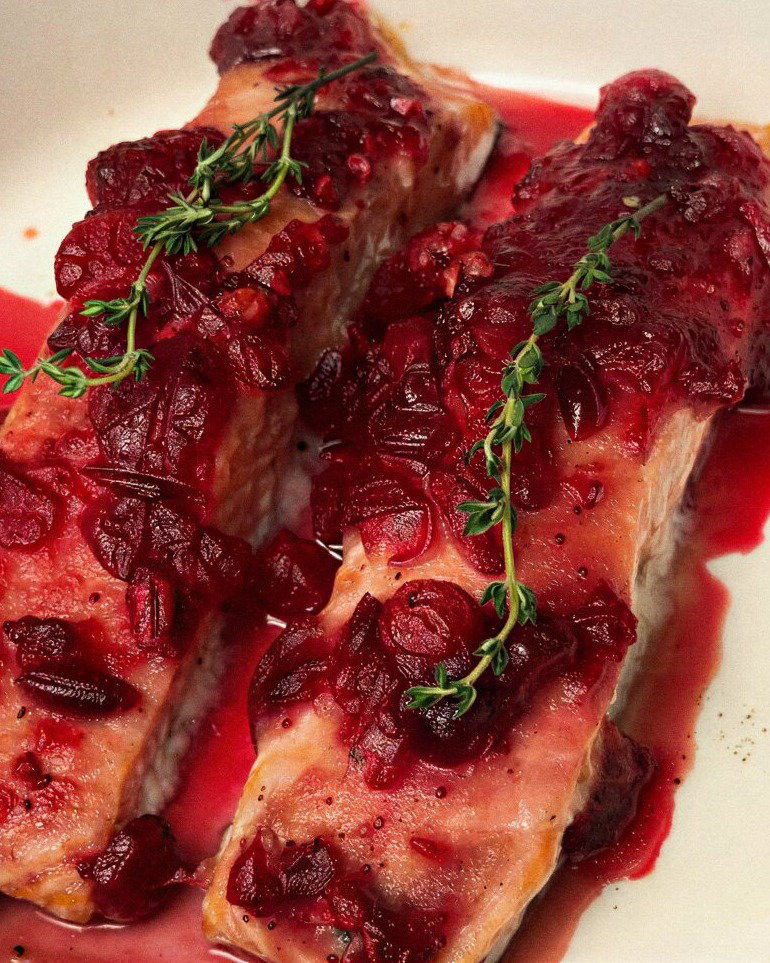 Homemade Cranberry Sauce and Easy Baked Salmon recipe