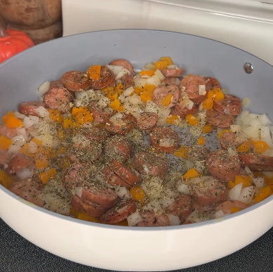Step 1.1: Add onions, bell pepper, garlic, Italian seasoning, red pepper flakes, salt, and pepper, and sauté until the vegetables are tender