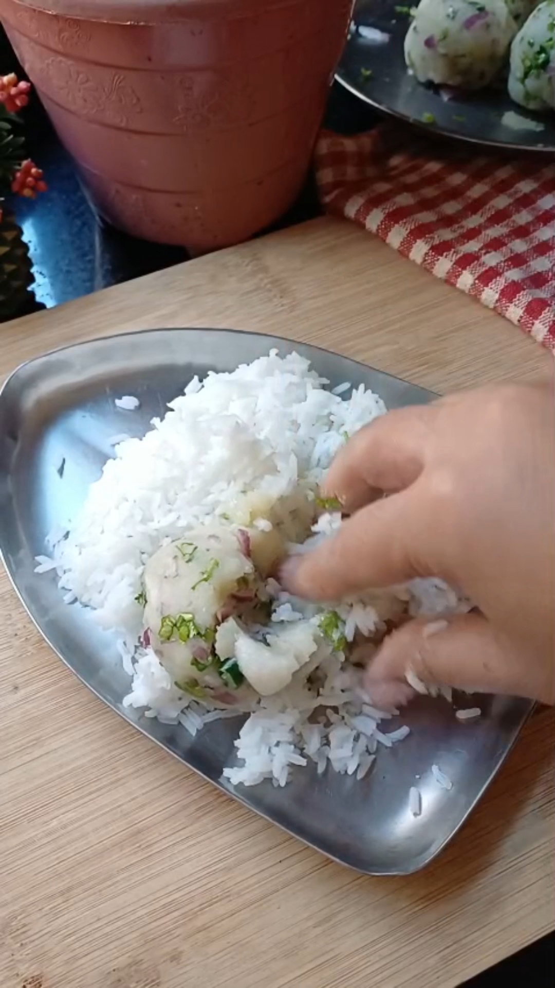 Step 1.2: Serve immediately with hot rice or panta bhat