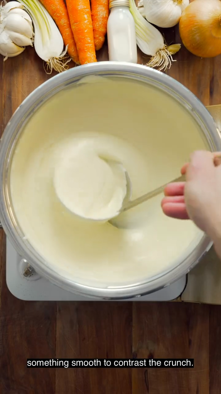 Step 5.1: Blend the cream mixture with the potato purée and neutral oil until completely smooth