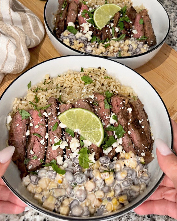 Grilled Skirt Steak with Black Bean Street Corn recipe