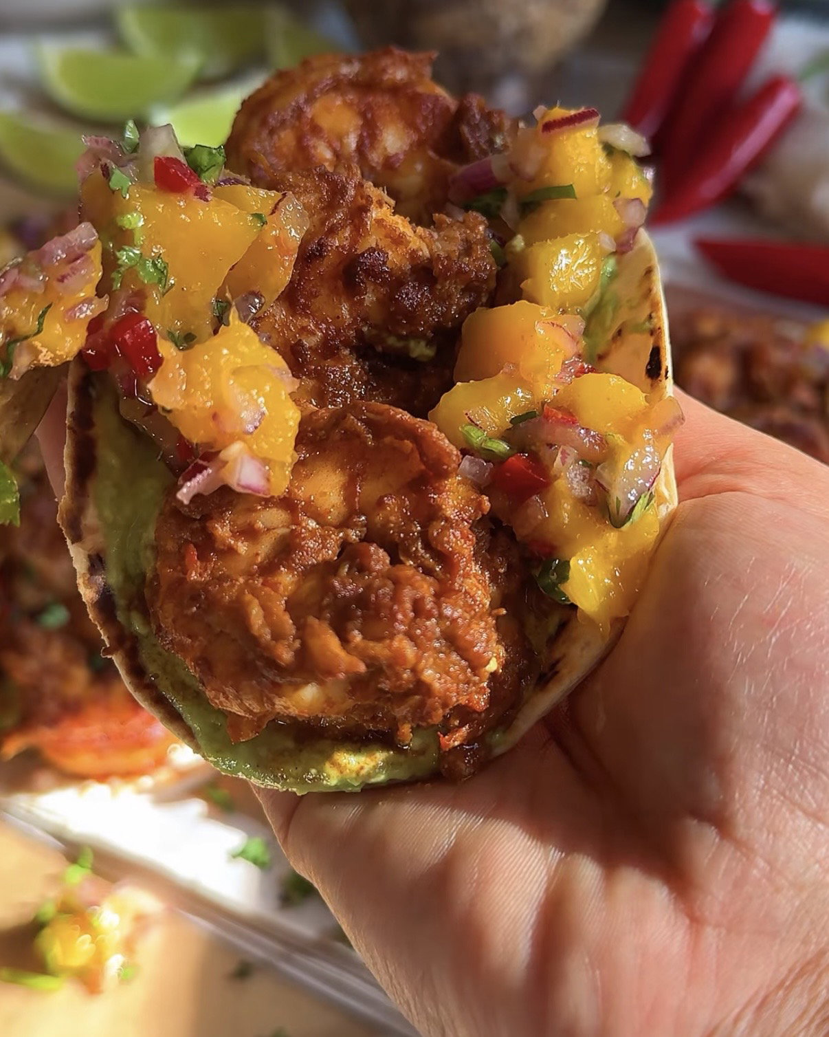 Step 5.2: Add a generous spoonful of mango salsa