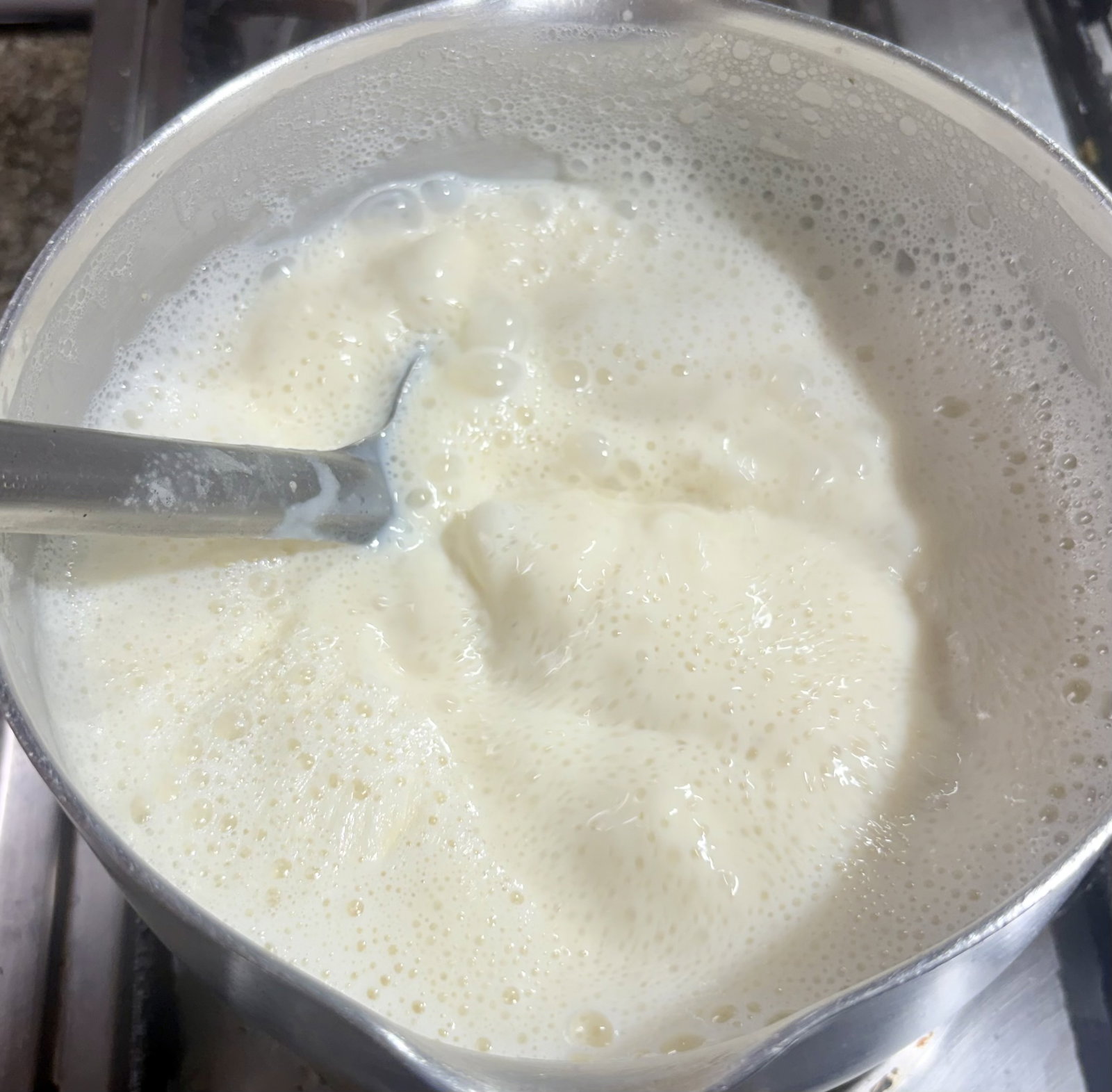 Step 1.2: Stir in the condensed milk and cardamom powder