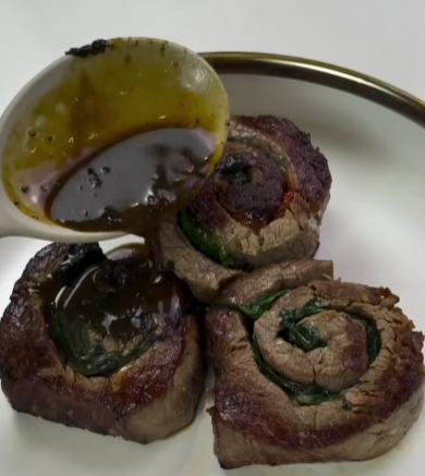 Step 1.1: Spoon the glossy, savory reduction over the medallions and serve immediately