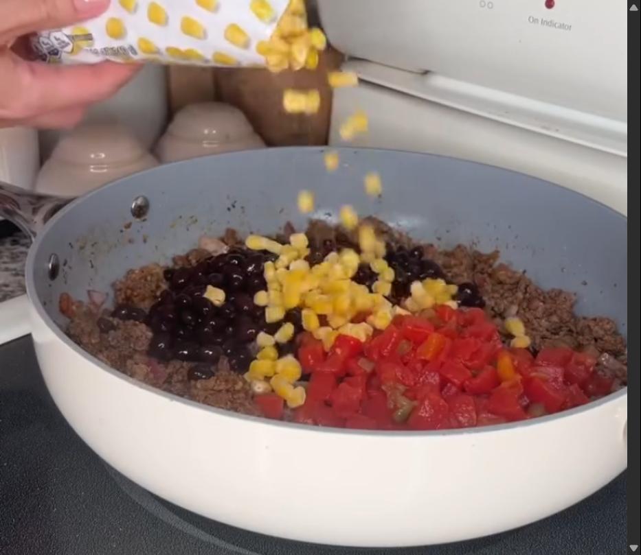 Step 3.1: Mix in black beans, rotel, frozen corn, and cooked quinoa until well combined