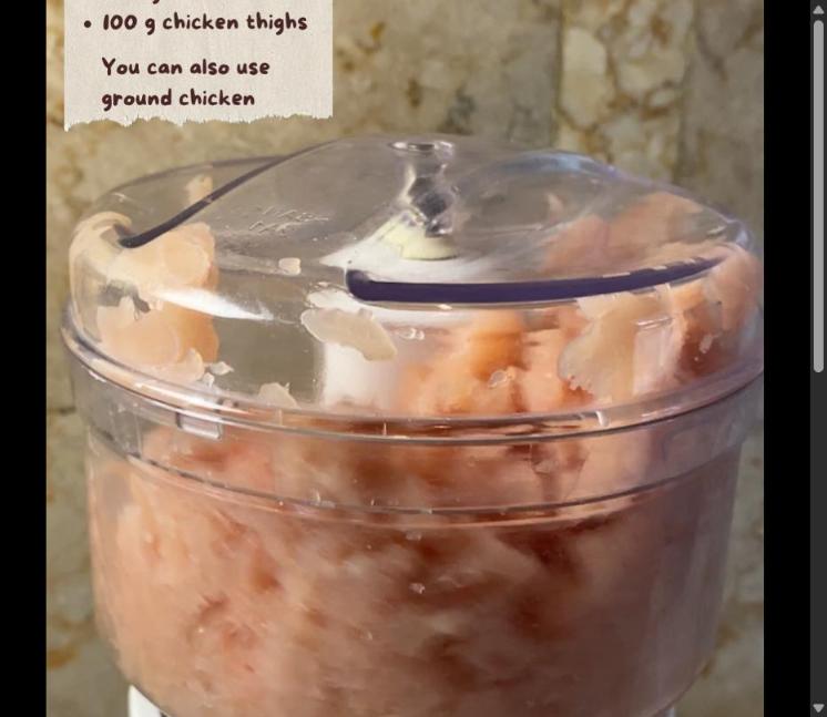 Step 2.1: Grind together chicken breast and chicken thighs, or use ground chicken