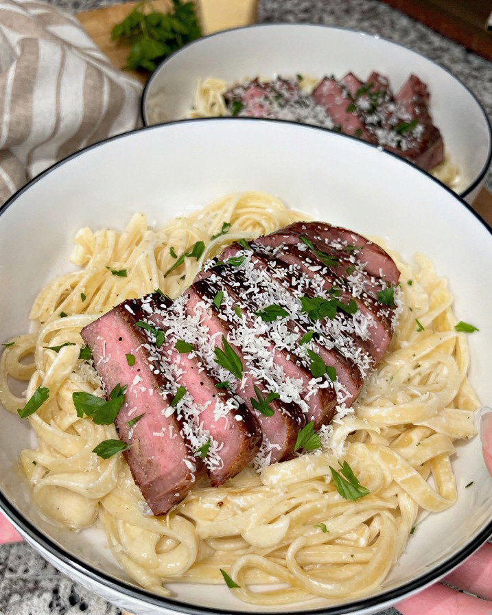 Steak & Fettuccine with Homemade Alfredo recipe