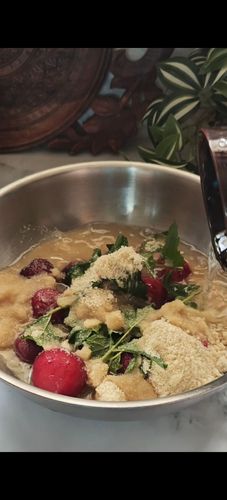 Step 1.1: In a heavy-bottomed pan, add plums, desi khand, mint leaves with stems, and water