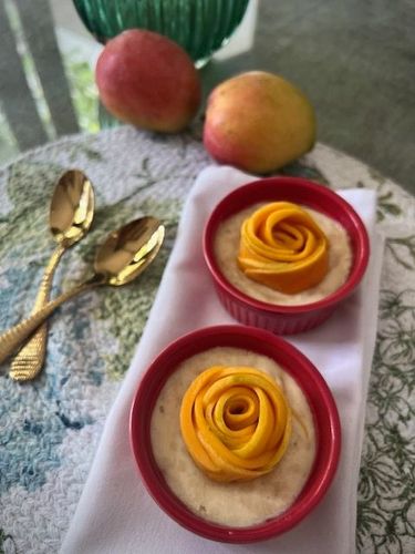 Step 1.2: Lift the rose carefully with the help of a spatula and place it on your pudding, cake, or salad