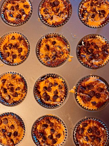 Step 1.1: Use 1 teaspoon of peanut butter on each muffin